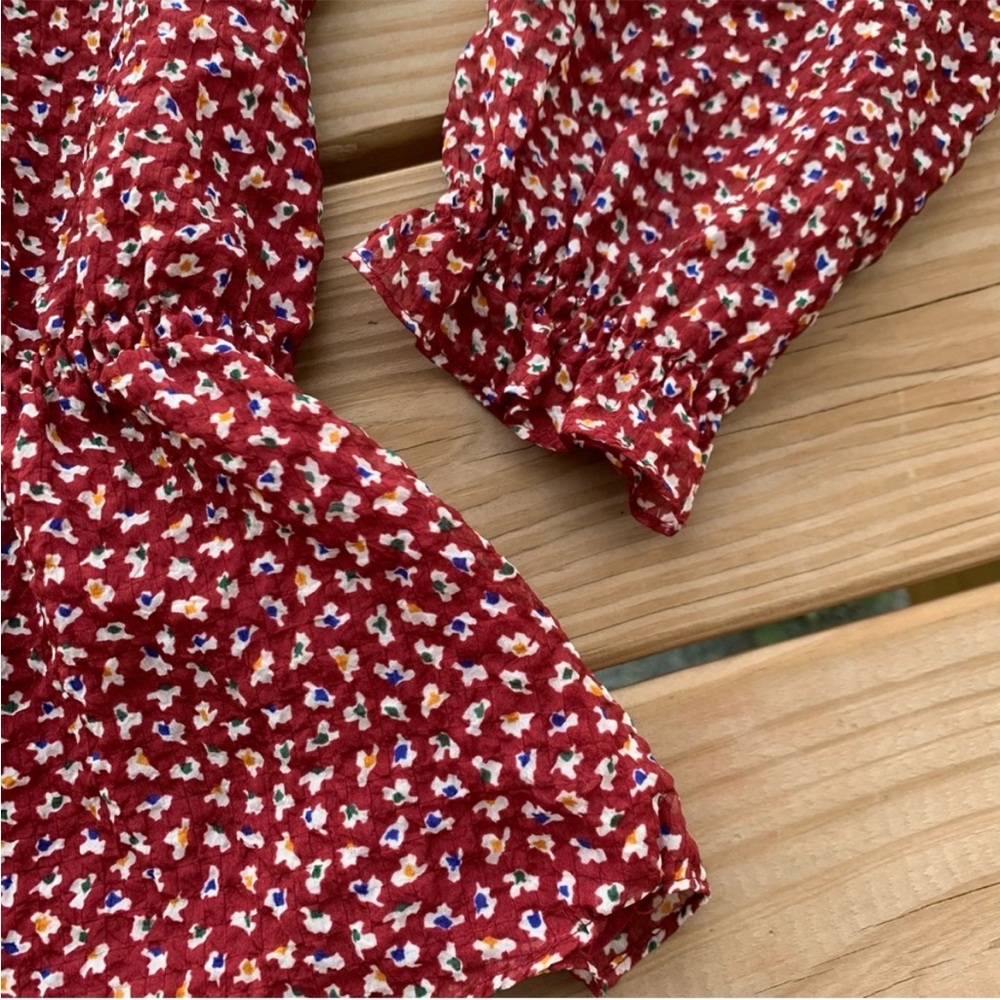 Women's Red Patterned Top - Picture 7 of 10